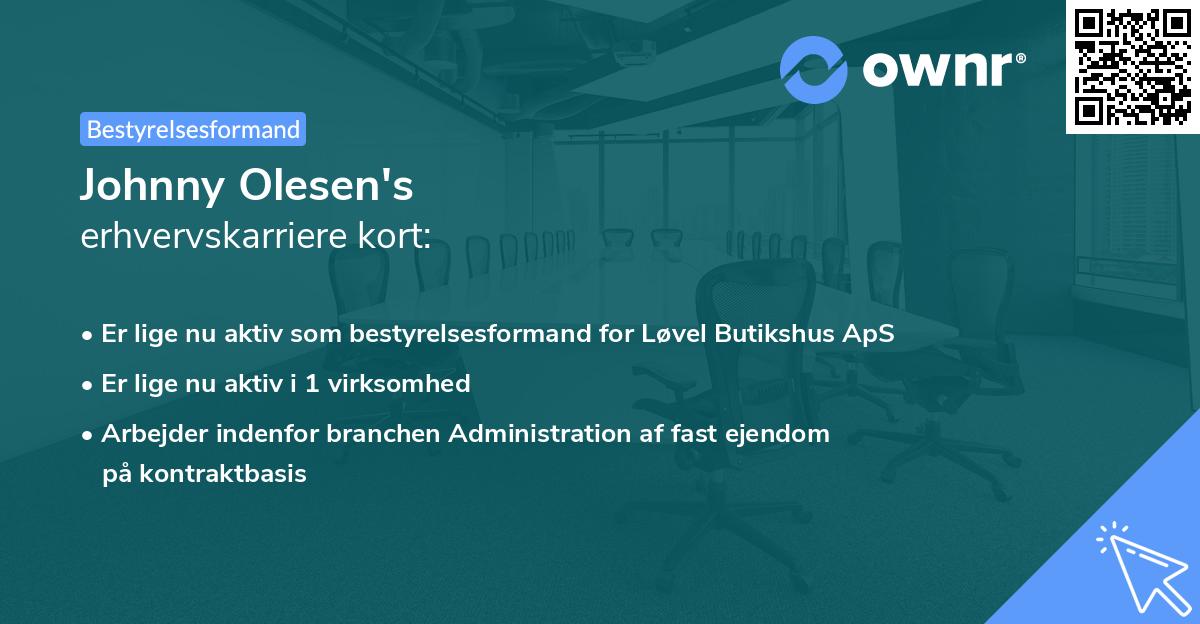 Johnny Olesen's erhvervskarriere kort