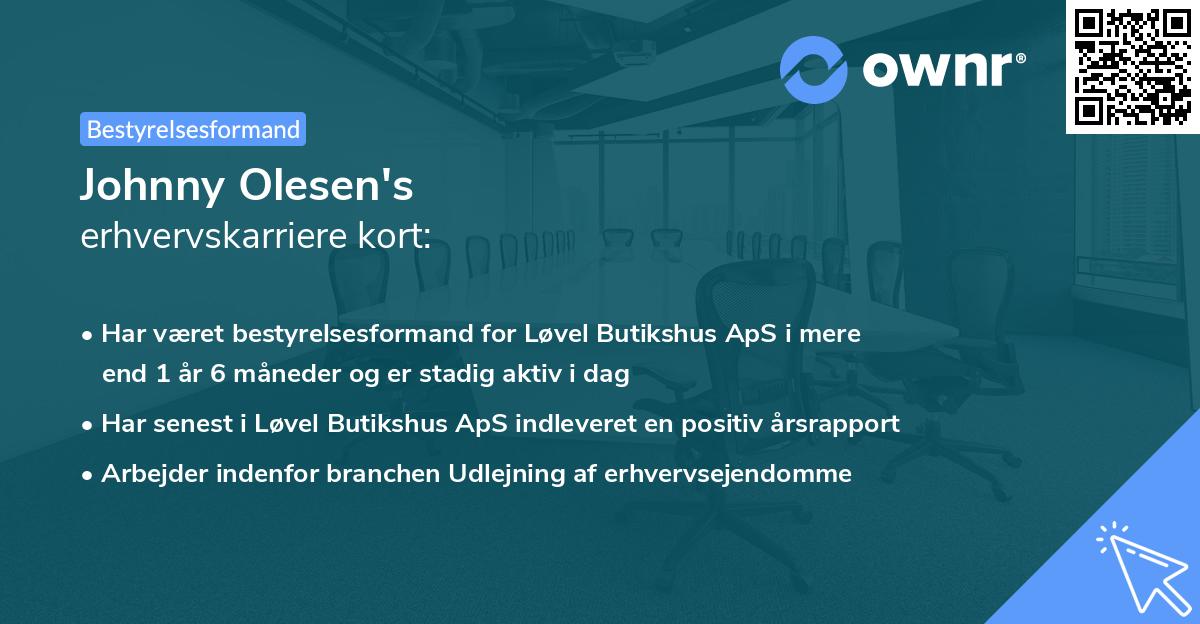 Johnny Olesen's erhvervskarriere kort