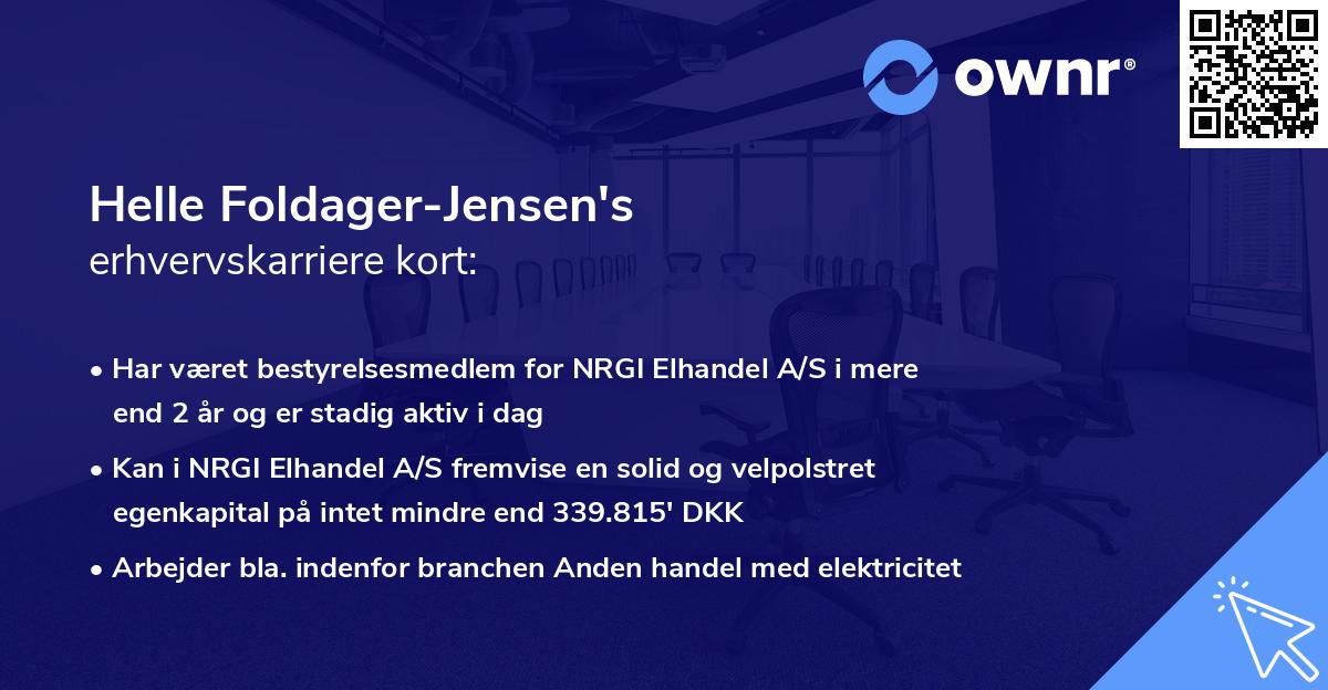 Helle Foldager-Jensen's erhvervskarriere kort