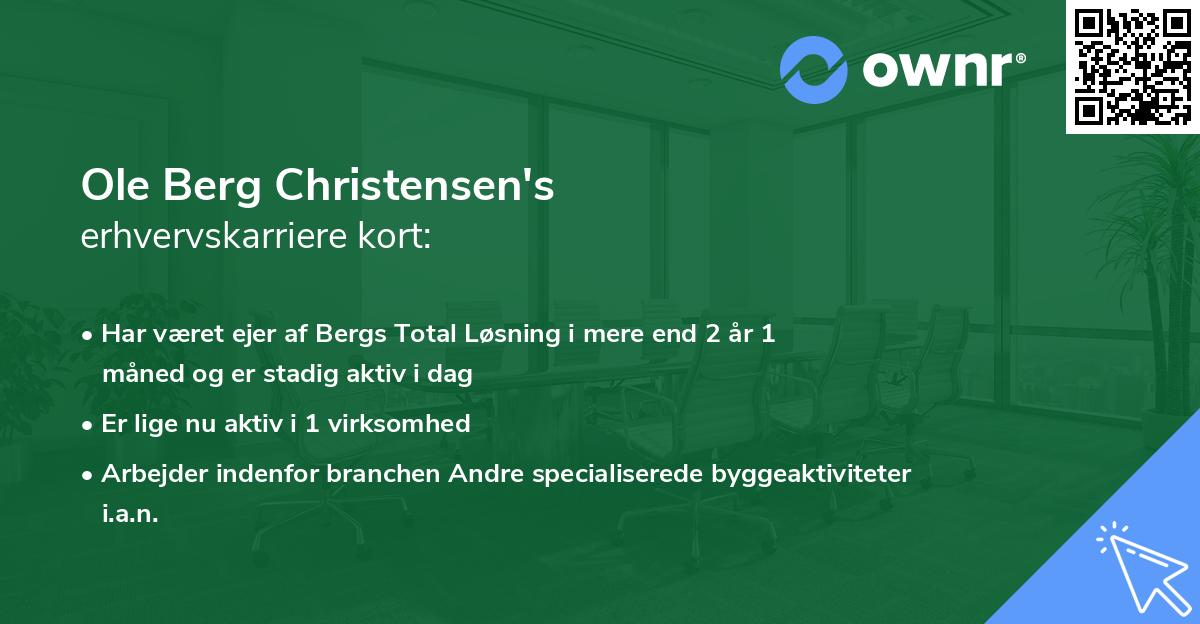 Ole Berg Christensen's erhvervskarriere kort