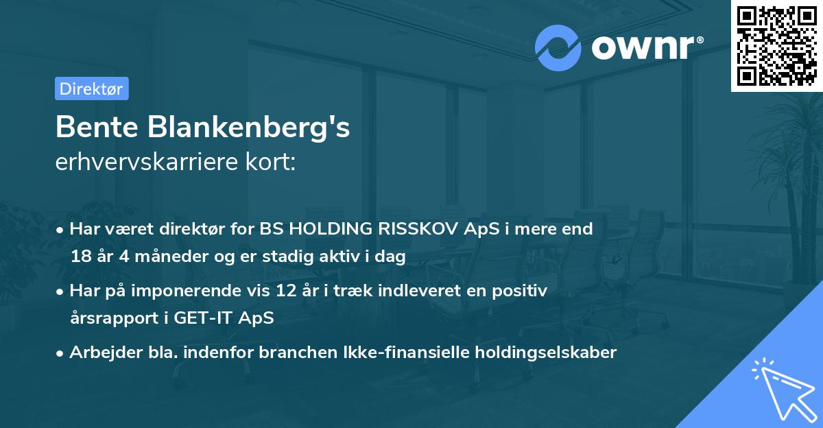 Bente Blankenberg's erhvervskarriere kort