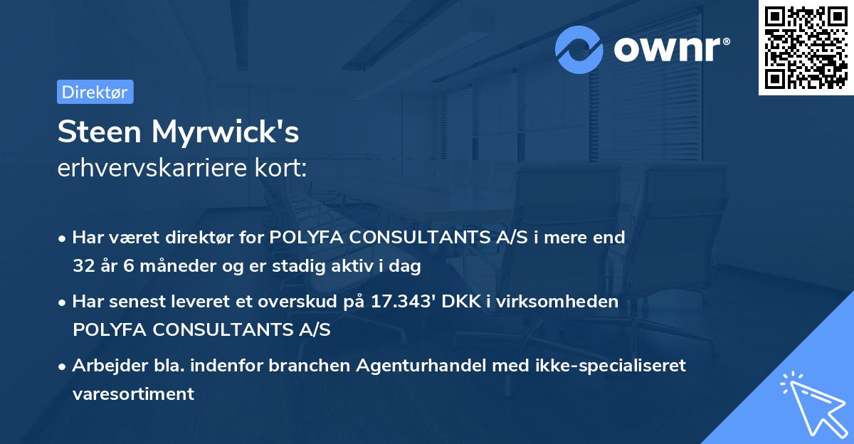 Steen Myrwick's erhvervskarriere kort
