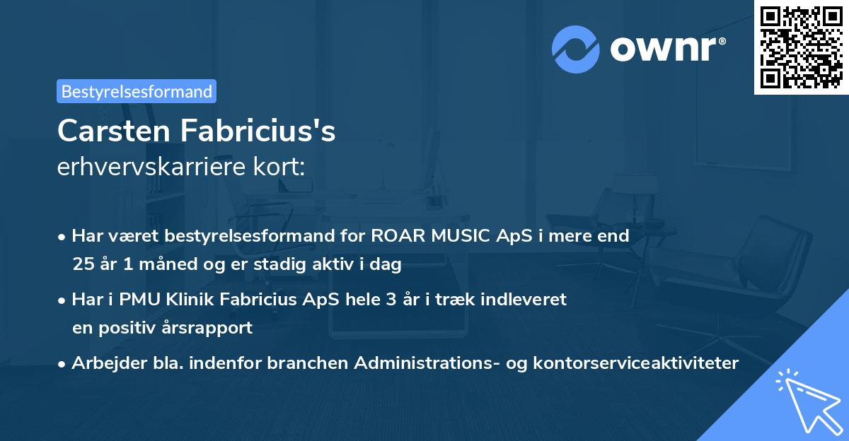 Carsten Fabricius's erhvervskarriere kort
