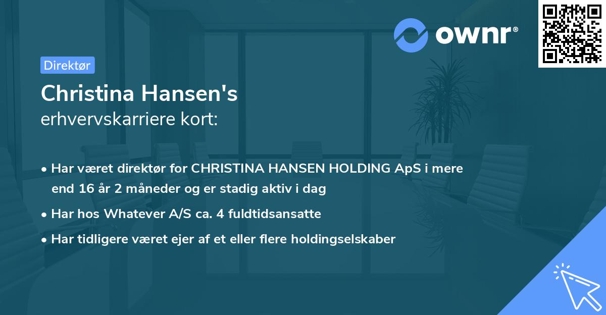 Christina Hansen's erhvervskarriere kort