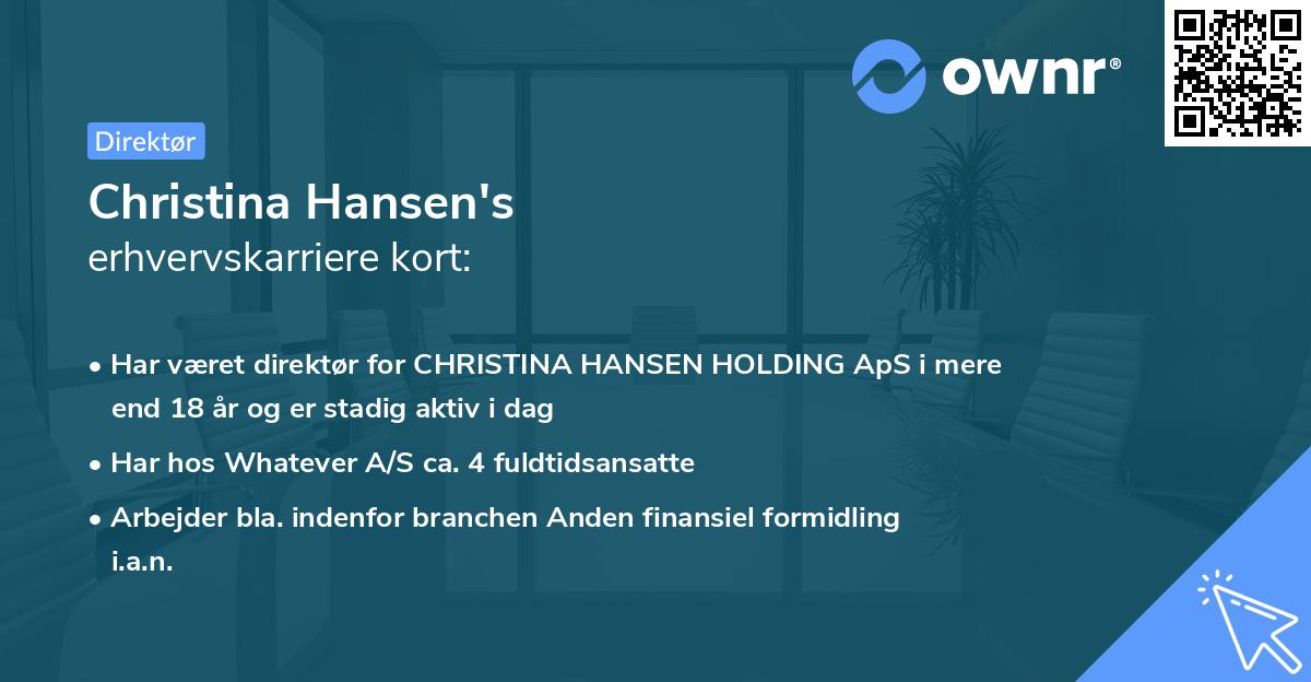 Christina Hansen's erhvervskarriere kort