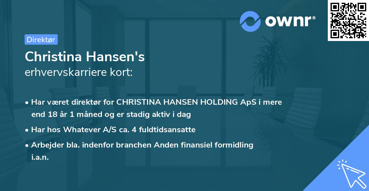 Christina Hansen's erhvervskarriere kort
