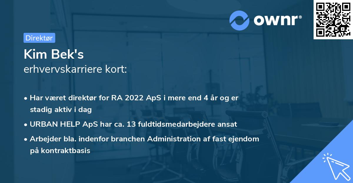 Kim Bek's erhvervskarriere kort