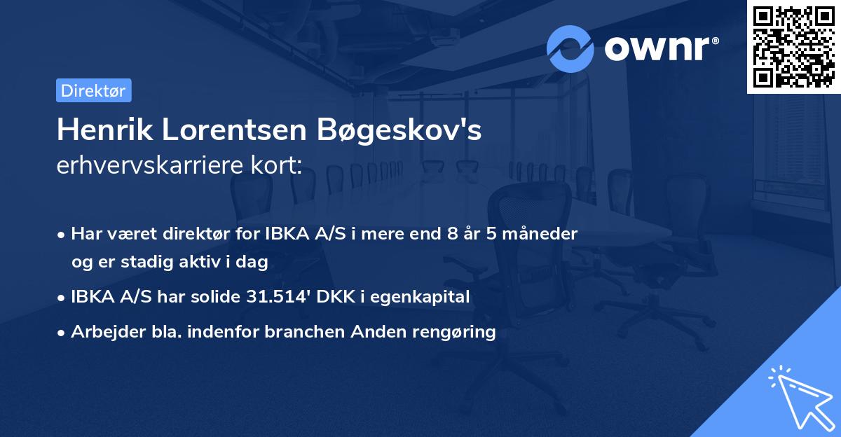 Henrik Lorentsen Bøgeskov's erhvervskarriere kort