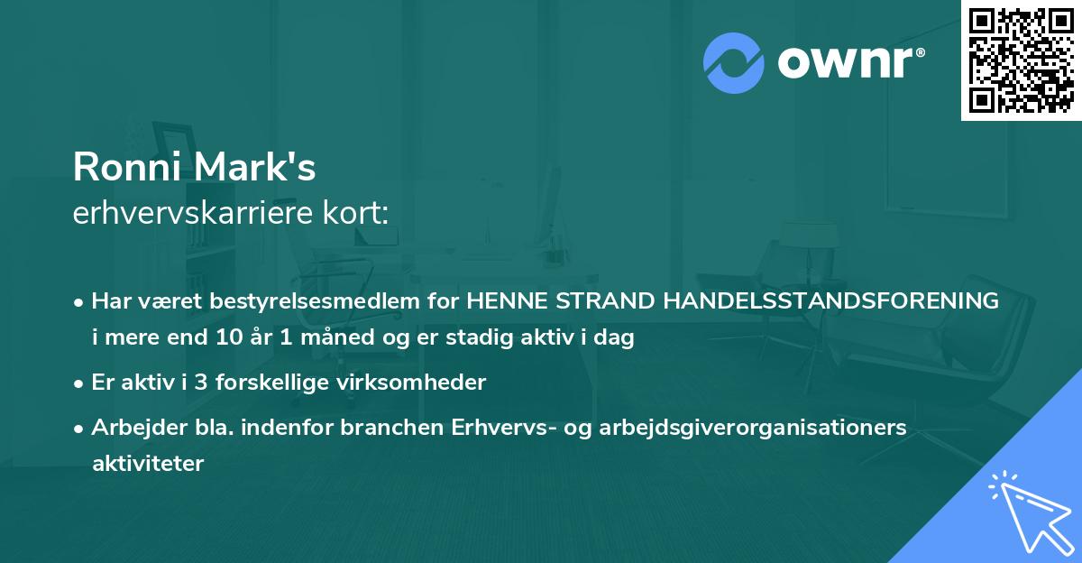 Ronni Mark's erhvervskarriere kort