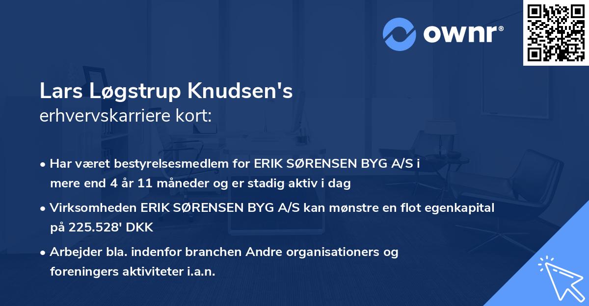 Lars Løgstrup Knudsen's erhvervskarriere kort
