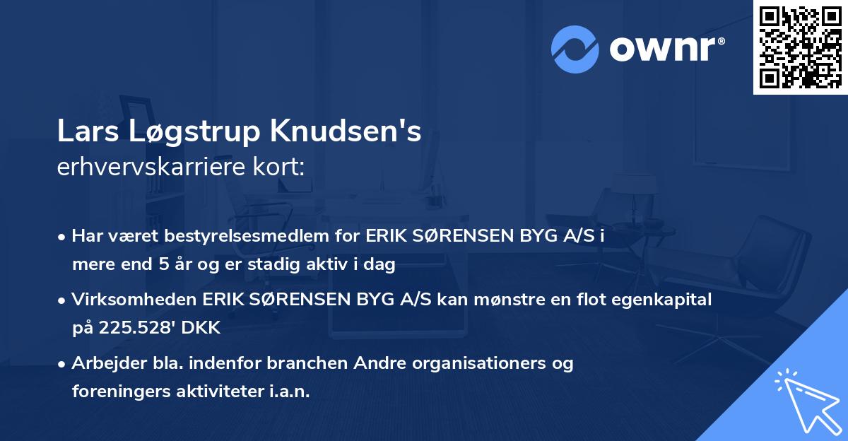 Lars Løgstrup Knudsen's erhvervskarriere kort