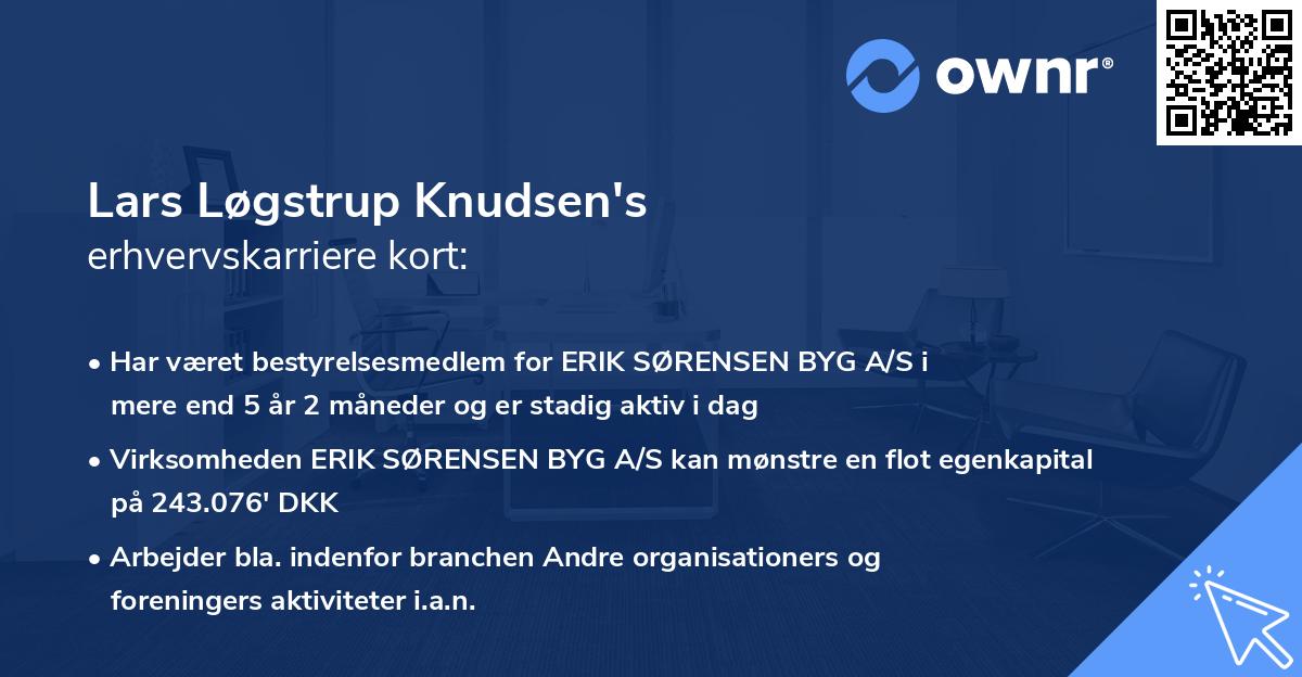 Lars Løgstrup Knudsen's erhvervskarriere kort