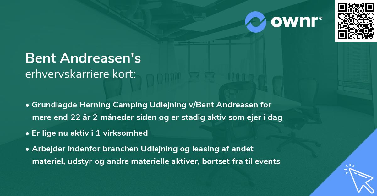 Bent Andreasen's erhvervskarriere kort