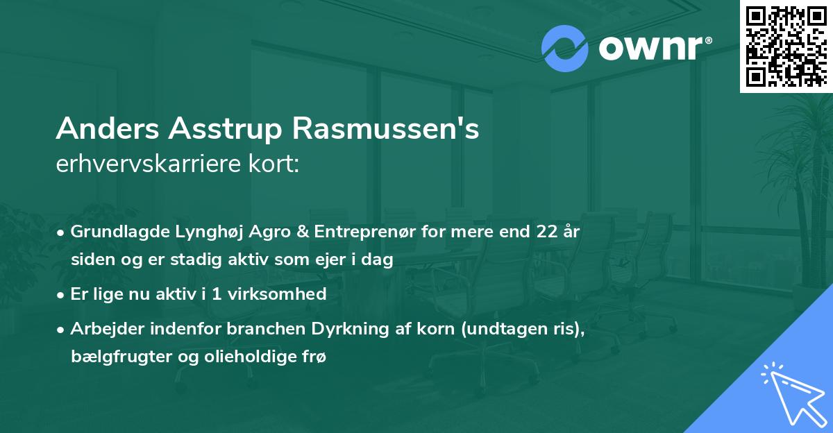 Anders Asstrup Rasmussen's erhvervskarriere kort