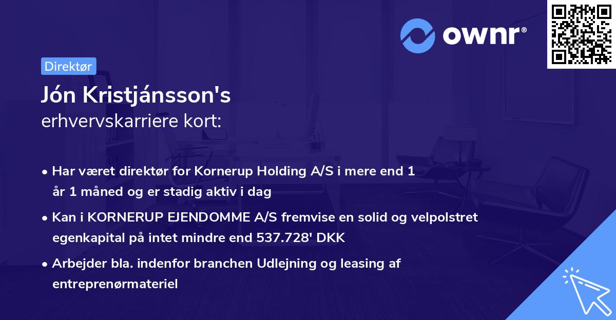 Jón Kristjánsson's erhvervskarriere kort