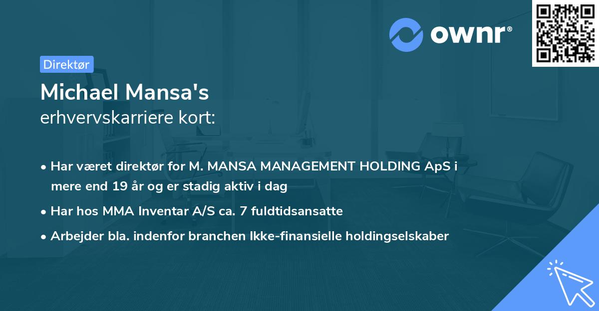 Michael Mansa's erhvervskarriere kort