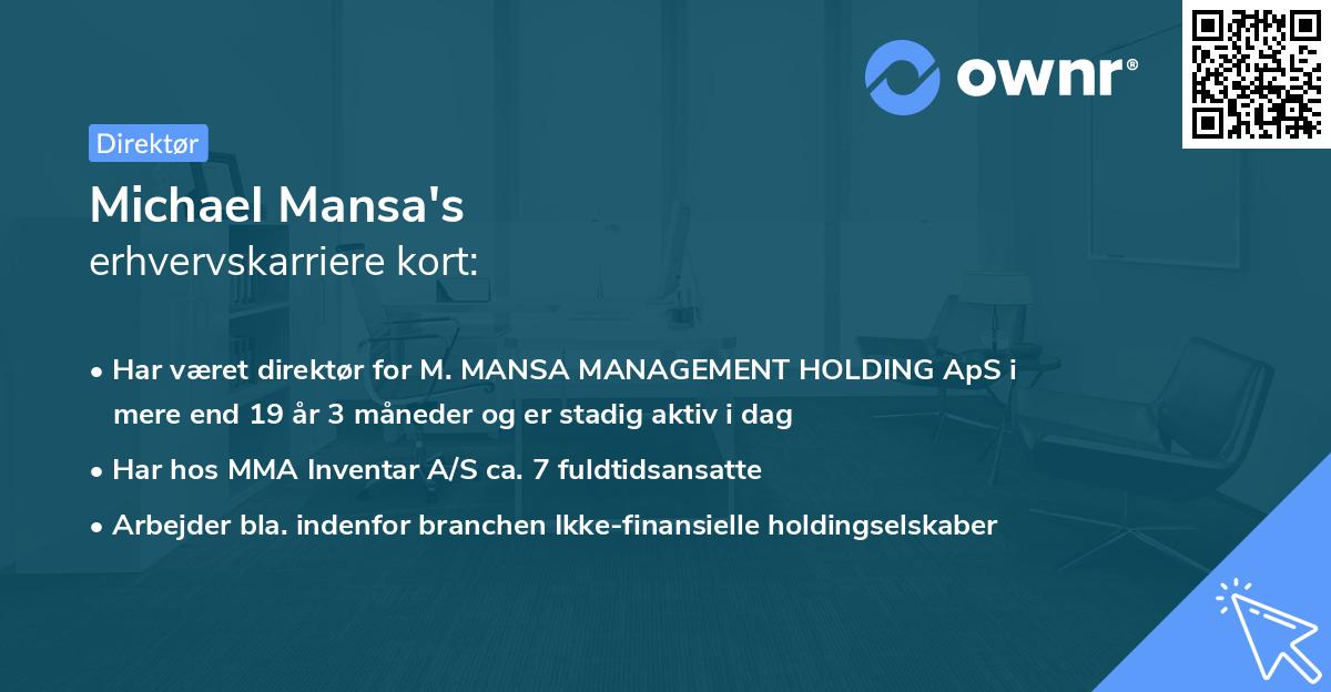 Michael Mansa's erhvervskarriere kort