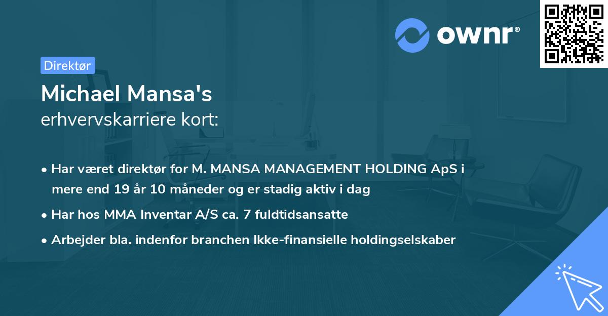 Michael Mansa's erhvervskarriere kort