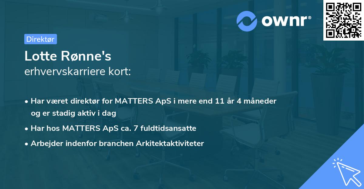 Lotte Rønne's erhvervskarriere kort