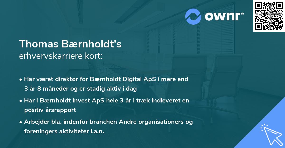 Thomas Bærnholdt's erhvervskarriere kort