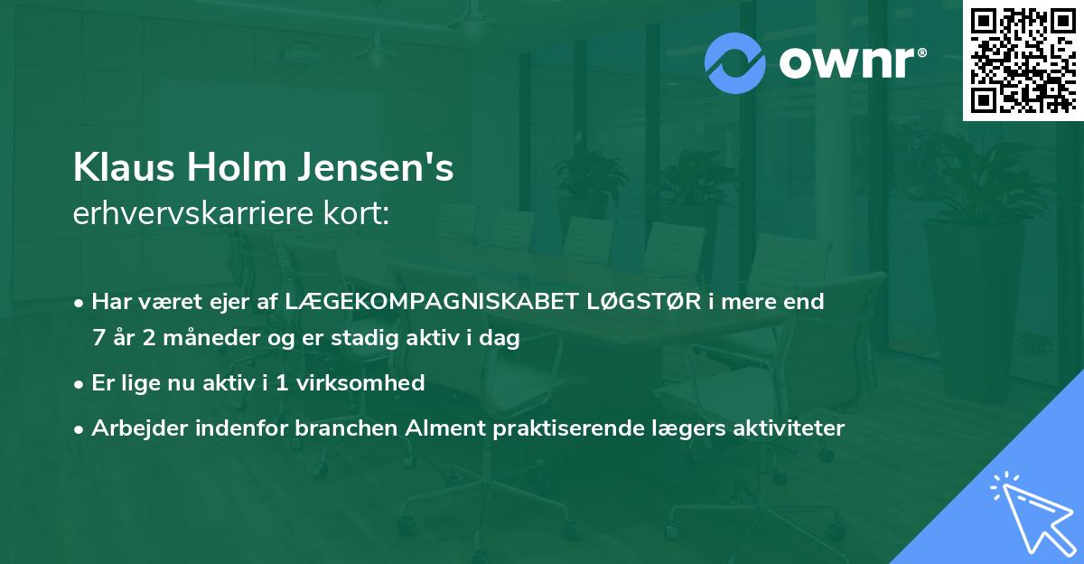 Klaus Holm Jensen's erhvervskarriere kort