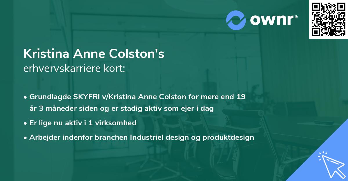 Kristina Anne Colston's erhvervskarriere kort