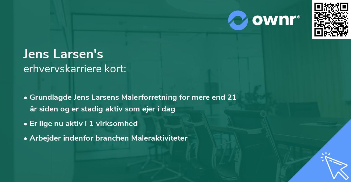 Jens Larsen's erhvervskarriere kort