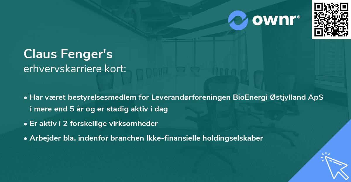 Claus Fenger's erhvervskarriere kort