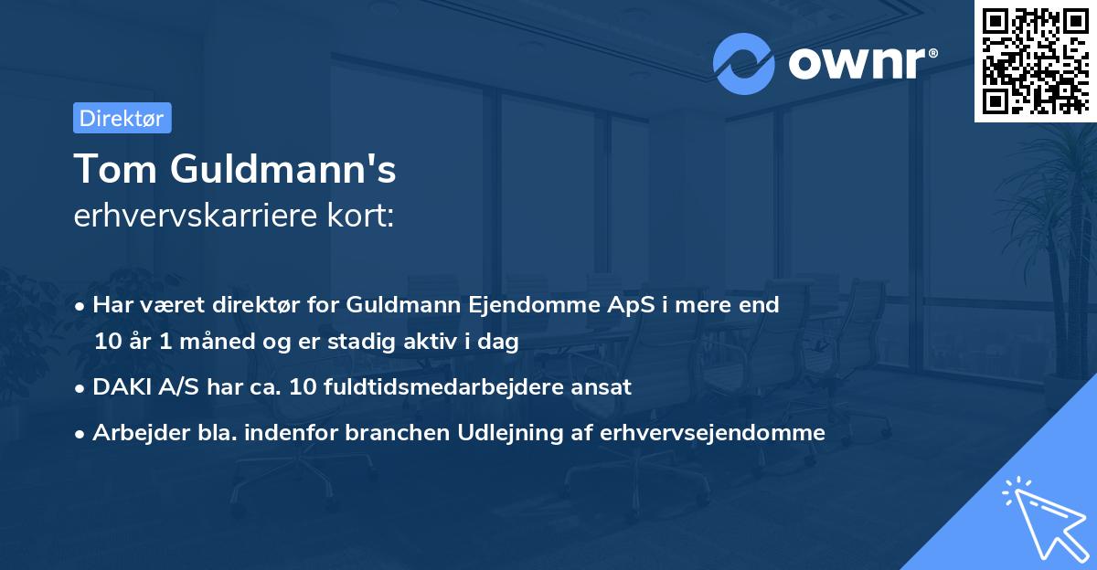 Tom Guldmann's erhvervskarriere kort
