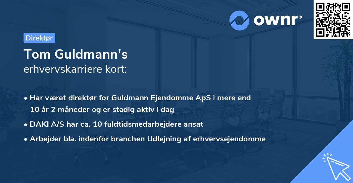 Tom Guldmann's erhvervskarriere kort