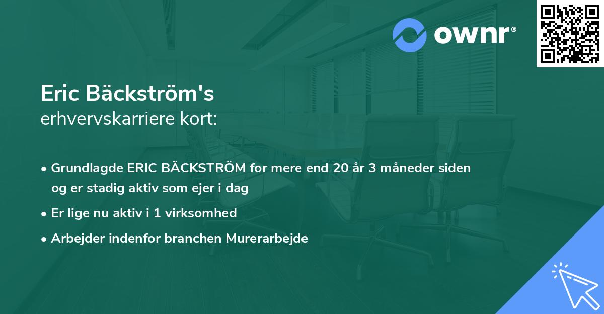 Eric Bäckström's erhvervskarriere kort