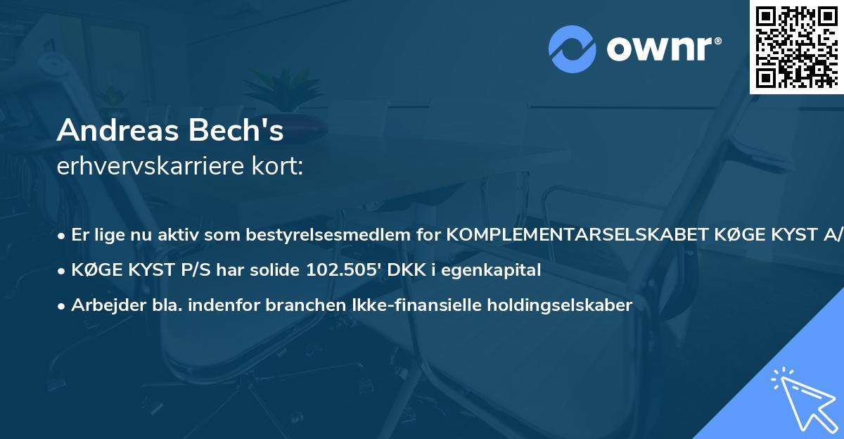 Andreas Bech's erhvervskarriere kort