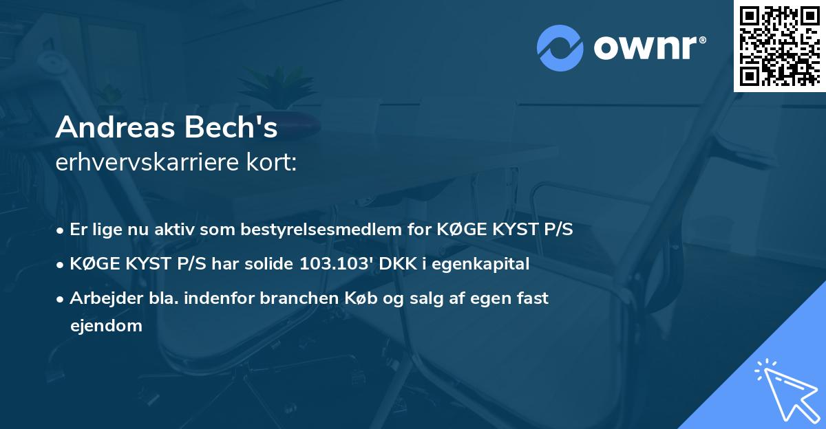 Andreas Bech's erhvervskarriere kort