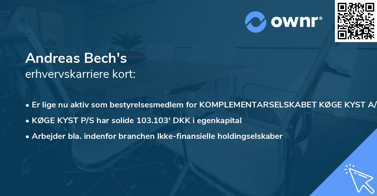 Andreas Bech's erhvervskarriere kort