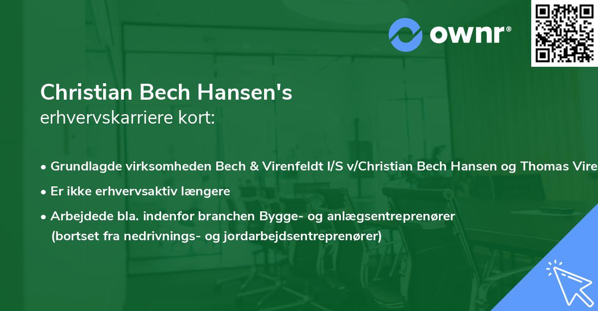 Christian Bech Hansen's erhvervskarriere kort