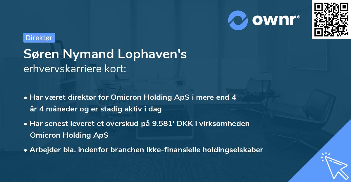 Søren Nymand Lophaven's erhvervskarriere kort