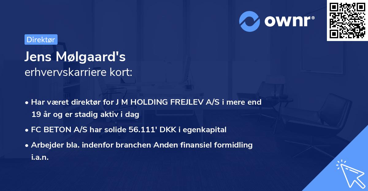 Jens Mølgaard's erhvervskarriere kort
