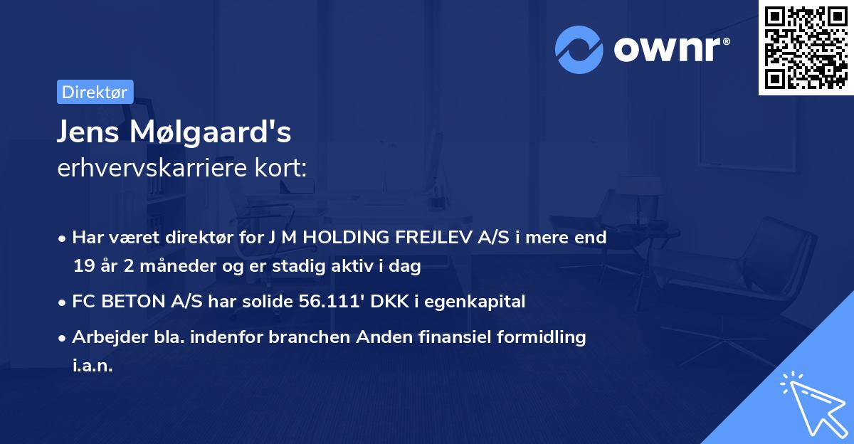 Jens Mølgaard's erhvervskarriere kort