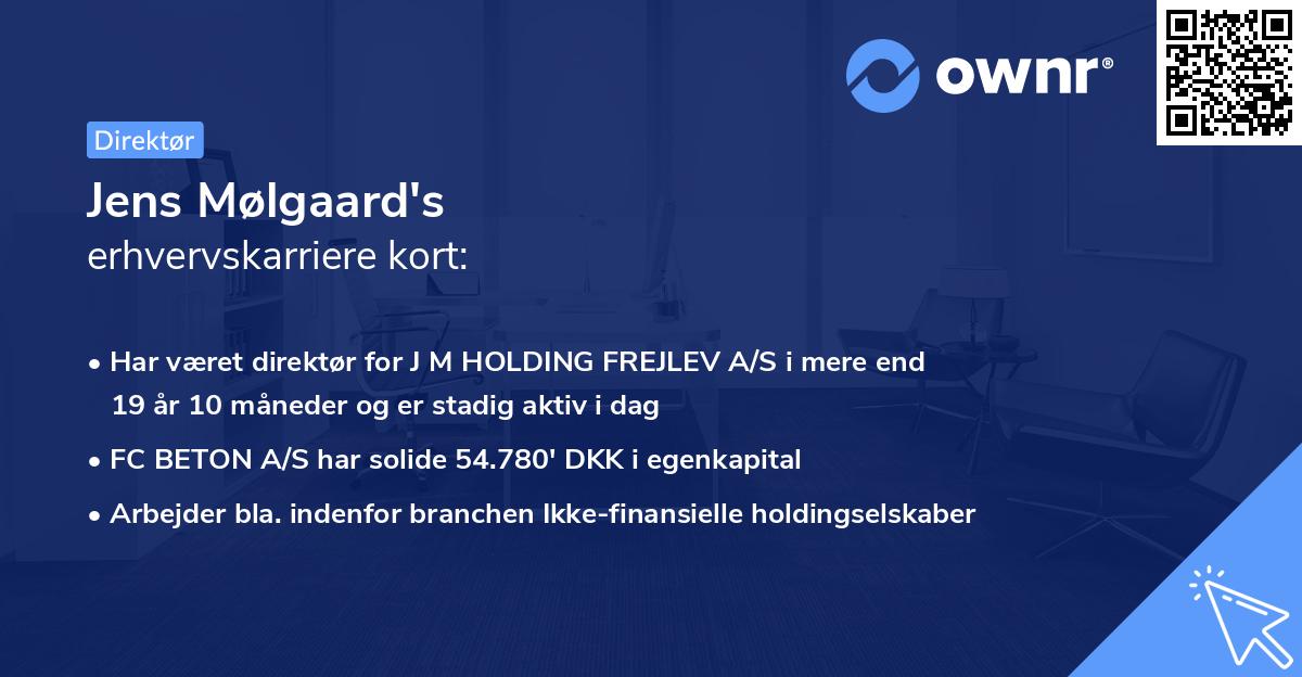 Jens Mølgaard's erhvervskarriere kort