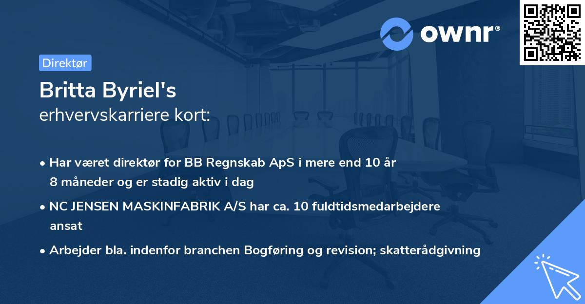 Britta Byriel's erhvervskarriere kort
