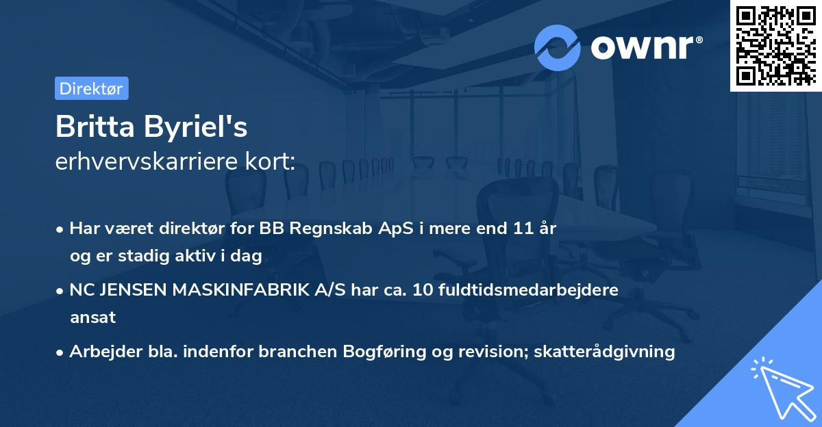 Britta Byriel's erhvervskarriere kort