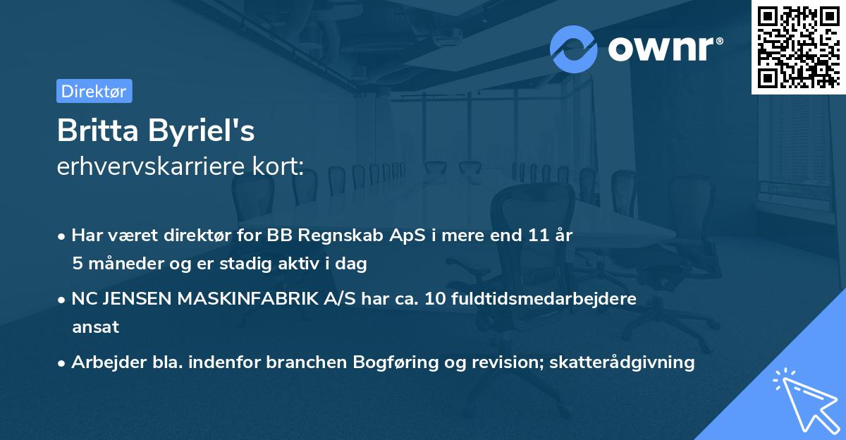 Britta Byriel's erhvervskarriere kort