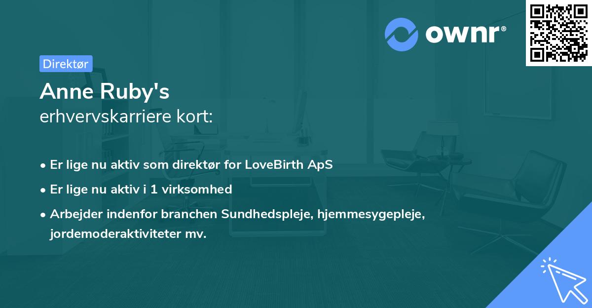 Anne Ruby's erhvervskarriere kort