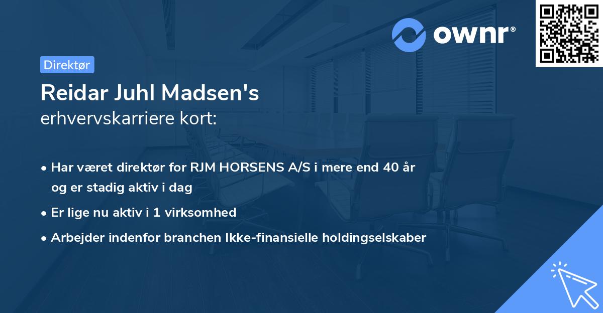 Reidar Juhl Madsen's erhvervskarriere kort