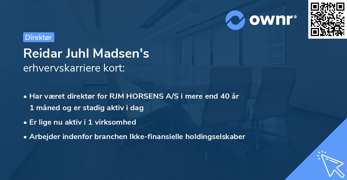 Reidar Juhl Madsen's erhvervskarriere kort