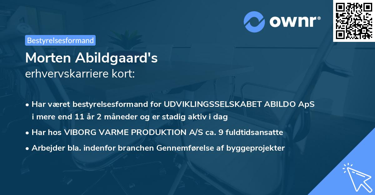Morten Abildgaard's erhvervskarriere kort