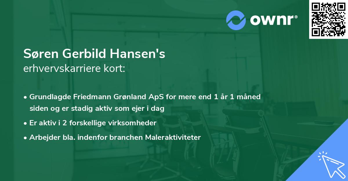 Søren Gerbild Hansen's erhvervskarriere kort