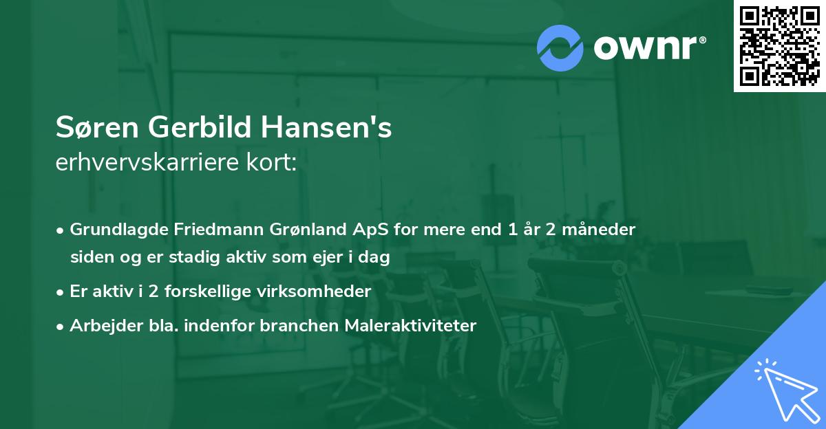 Søren Gerbild Hansen's erhvervskarriere kort