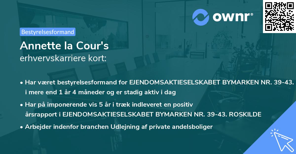 Annette la Cour's erhvervskarriere kort