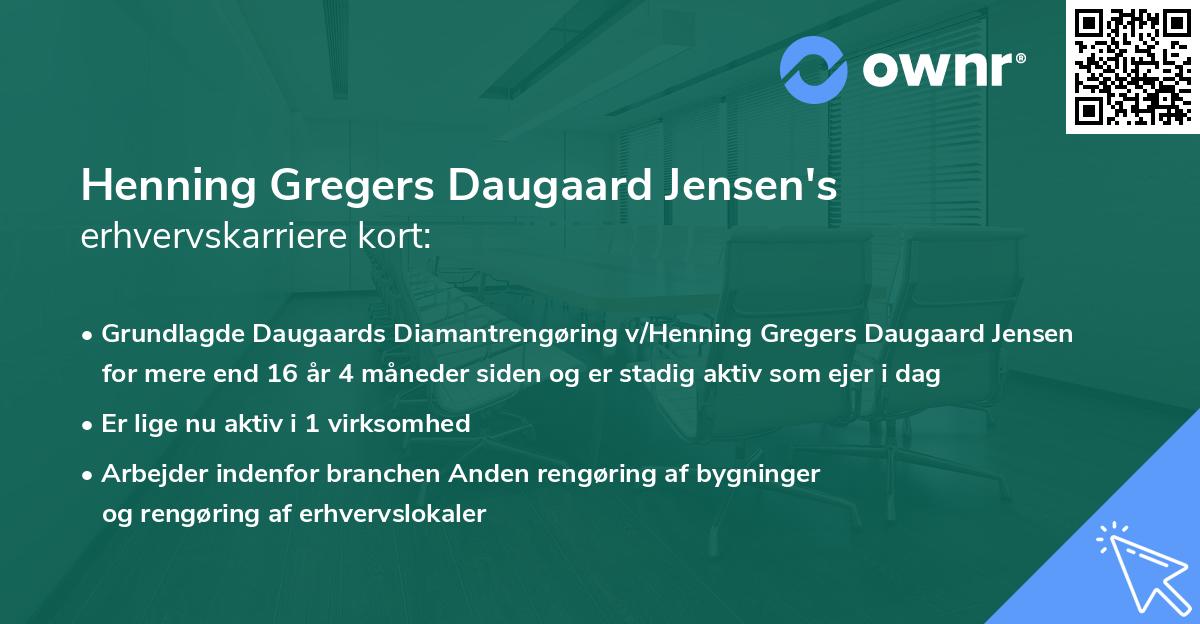 Henning Gregers Daugaard Jensen's erhvervskarriere kort